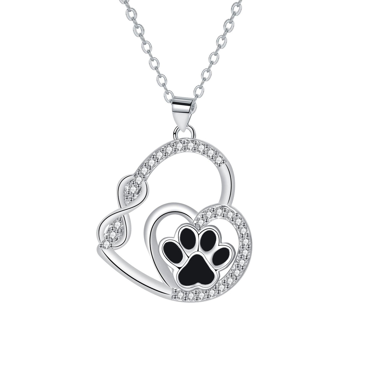 Infinite Double Love Paw Print Pendant Necklace