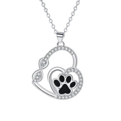 Infinite Double Love Paw Print Pendant Necklace