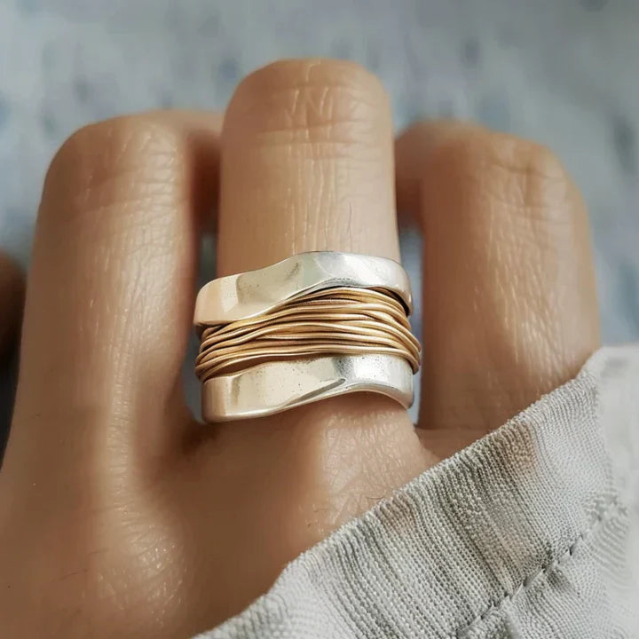 Silver Ring with Gold Accents