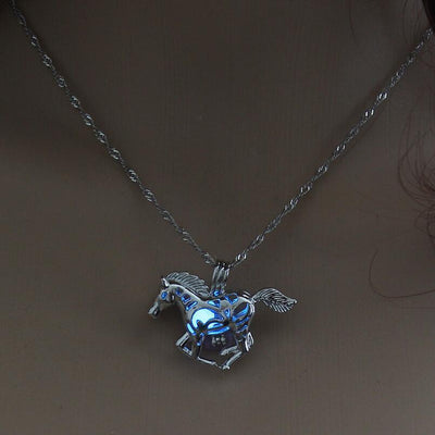 Glowing Horse Pendant Necklace with Galloping Horse Motif