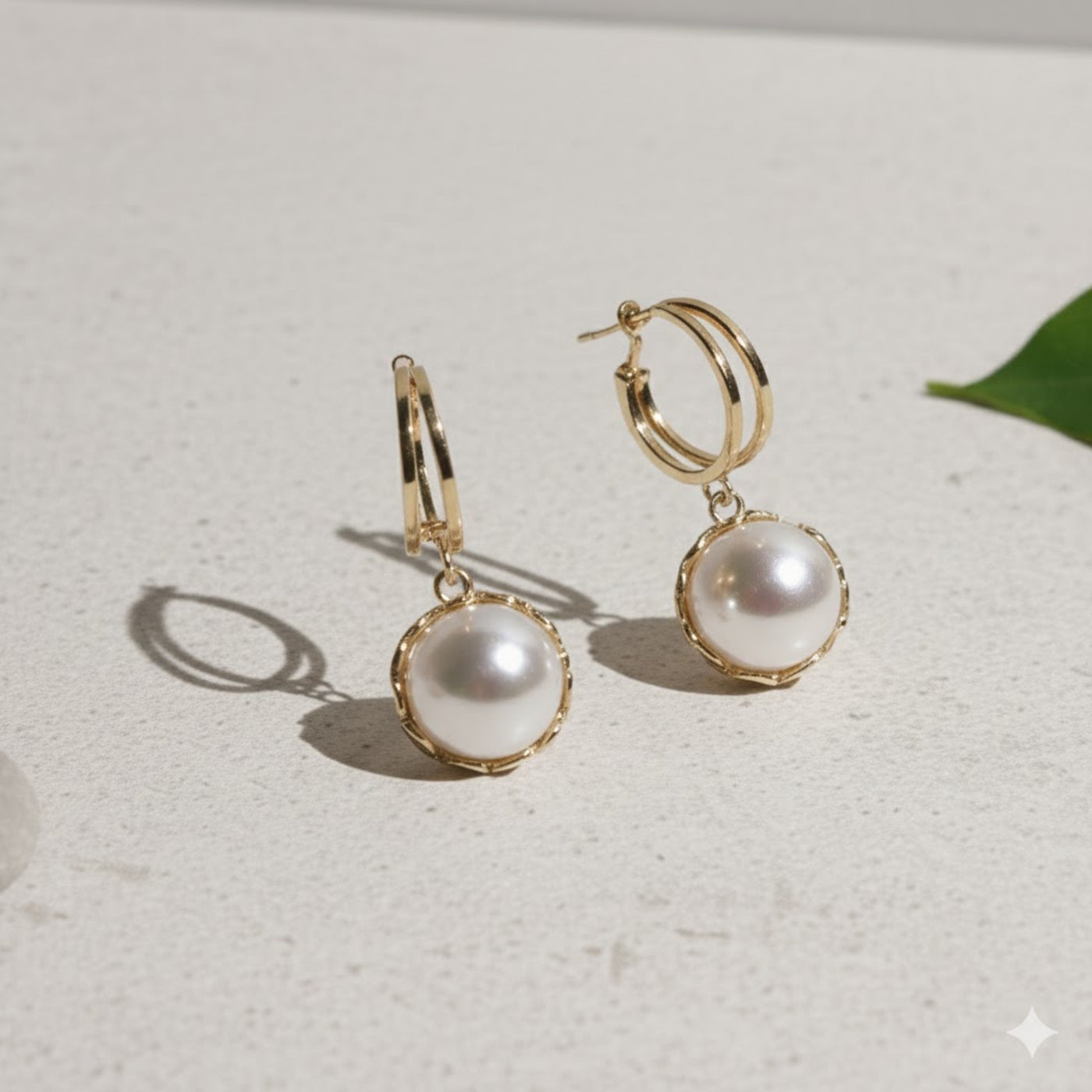 Elegant Gold Pearl Earrings