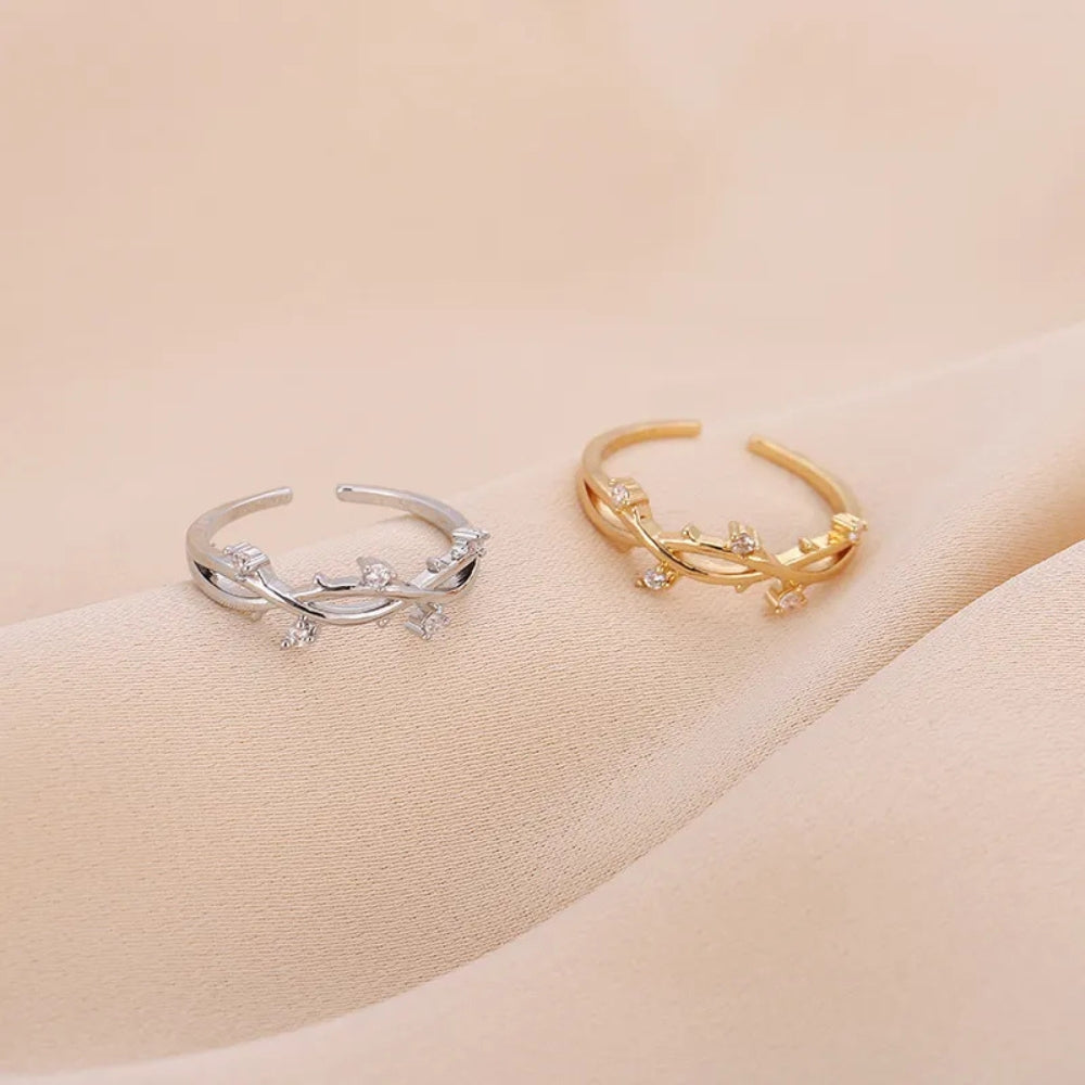 Olive Vine Leaf Stacking Ring