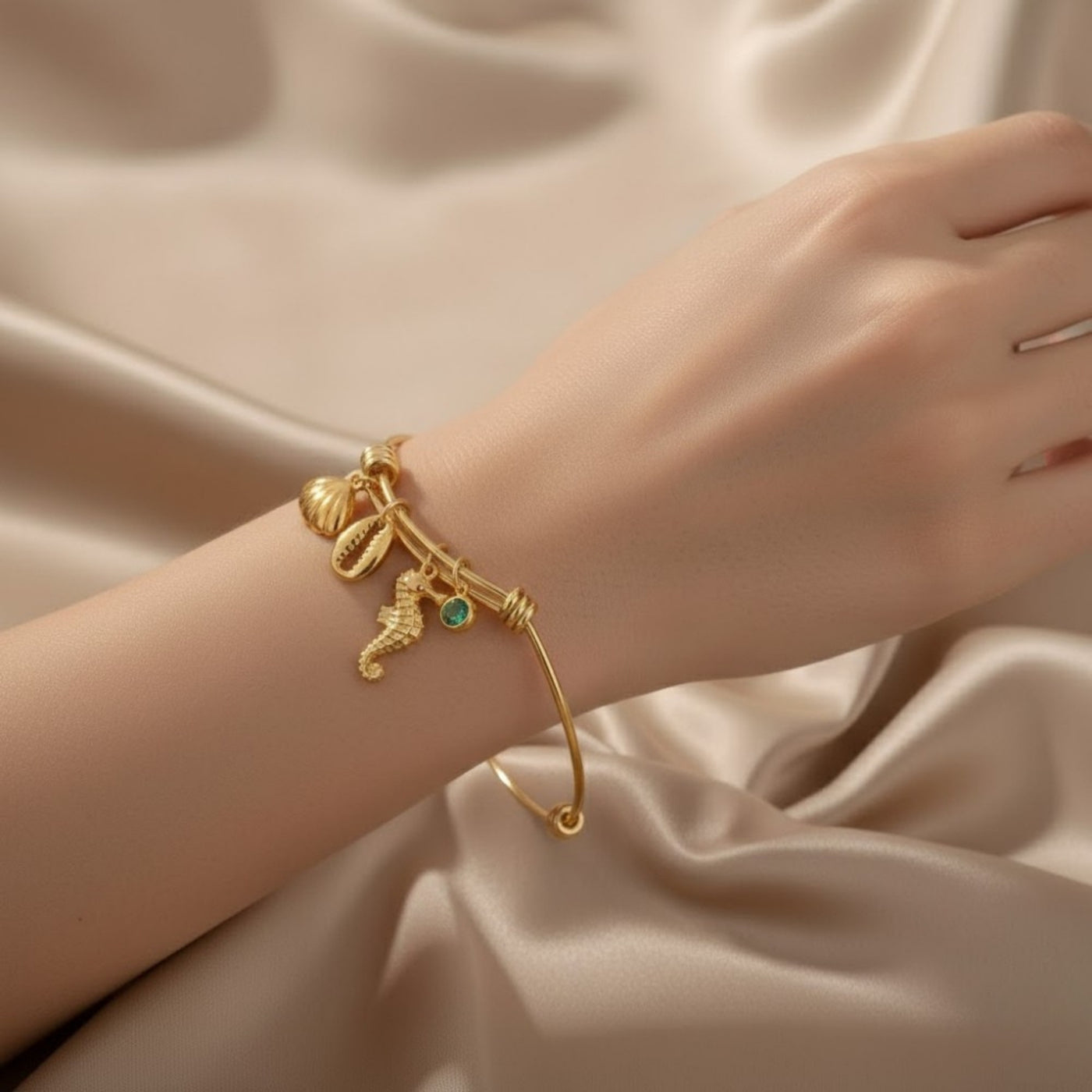 Gold Autumn Theme Charm Bangle
