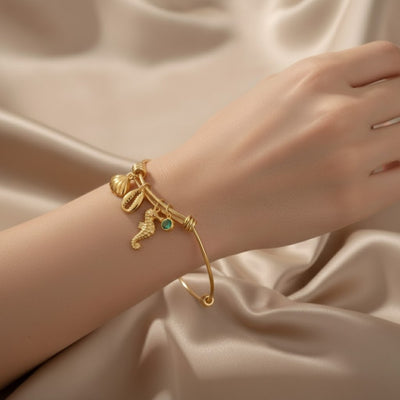 Gold Autumn Theme Charm Bangle