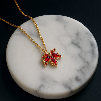 Burnt Orange Maple Leaf Necklace