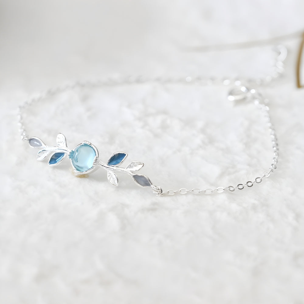 Sterling Blue Leaf Bracelet
