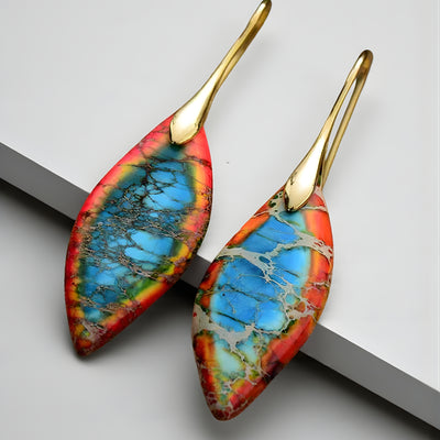 Elaria – Red Coral and Turquoise Earrings