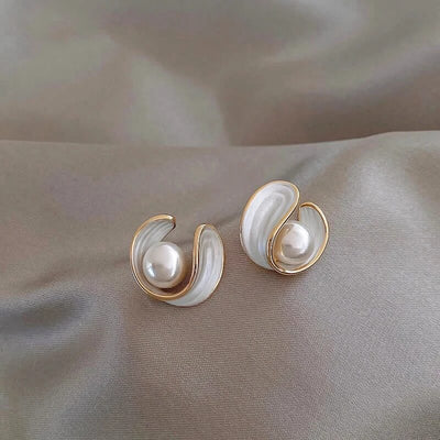 Gold Pearl & Opal Earrings
