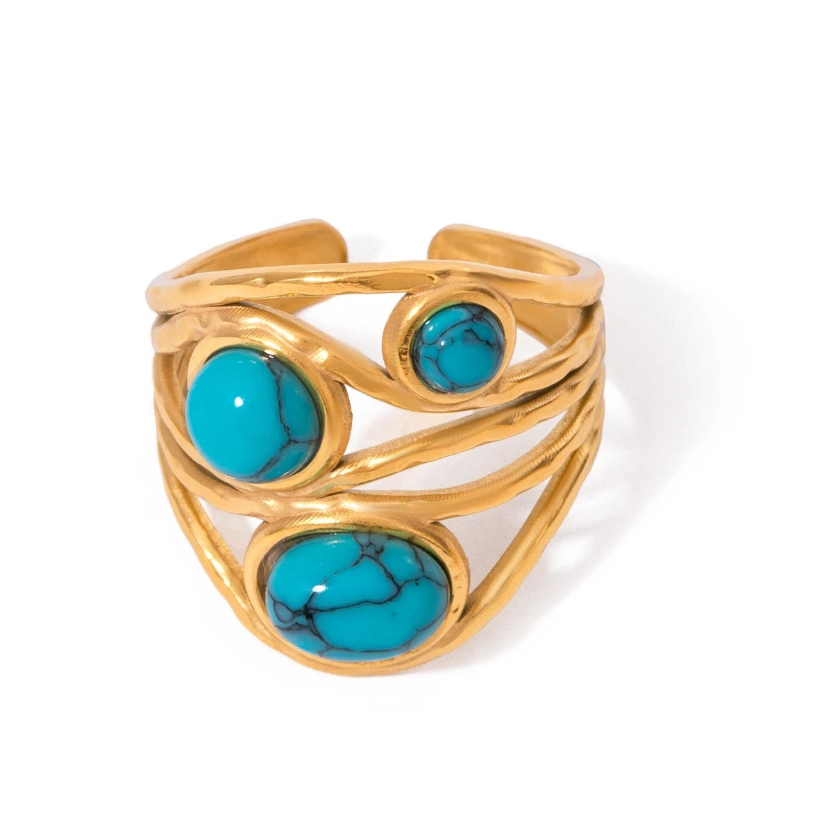Geometric Blue Tiger Eye Ring