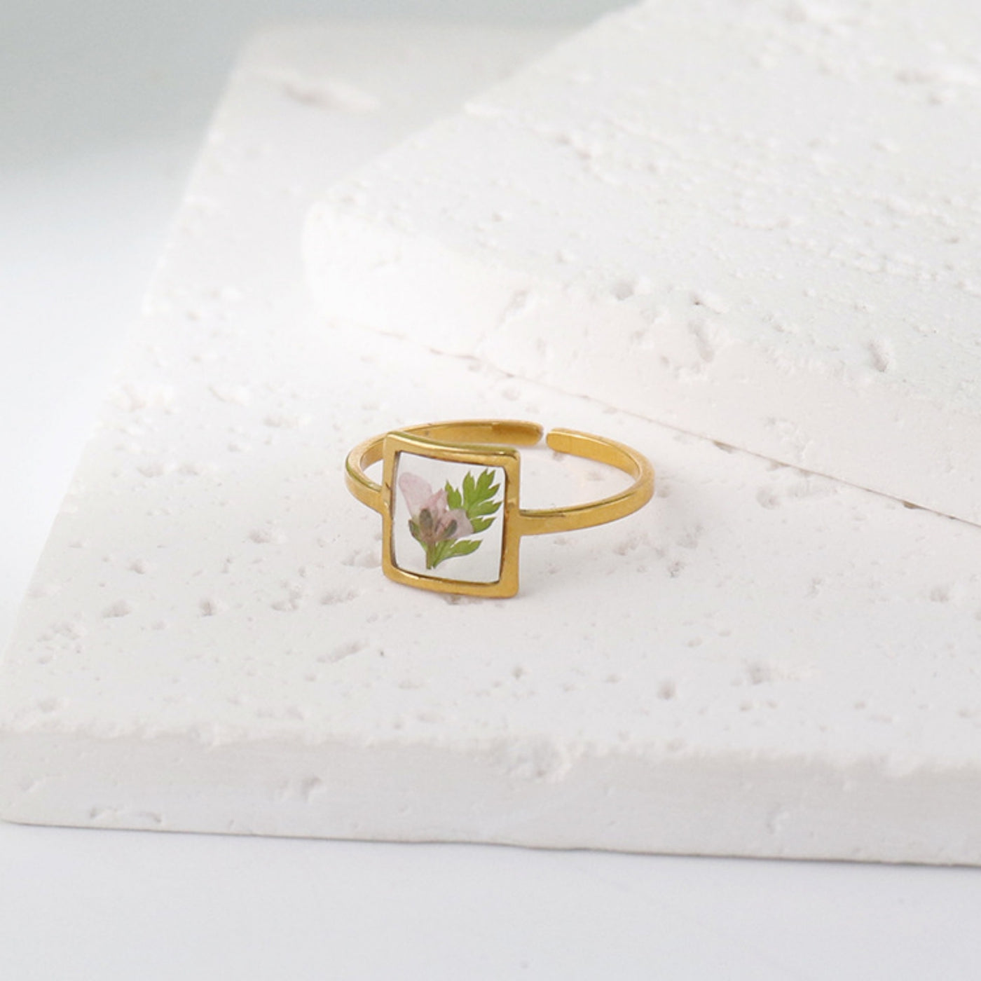 Dried Fern Resin Ring Botanical Jewelry