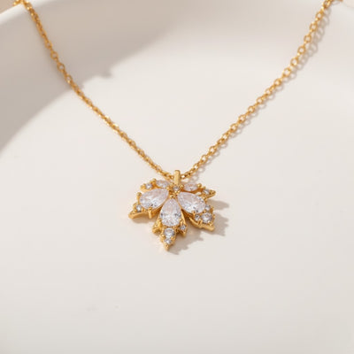 Crystal Clear Maple Leaf Necklace