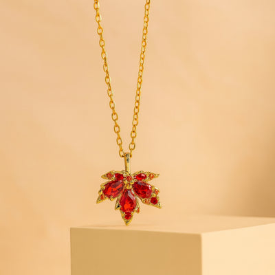 Burnt Orange Maple Leaf Necklace