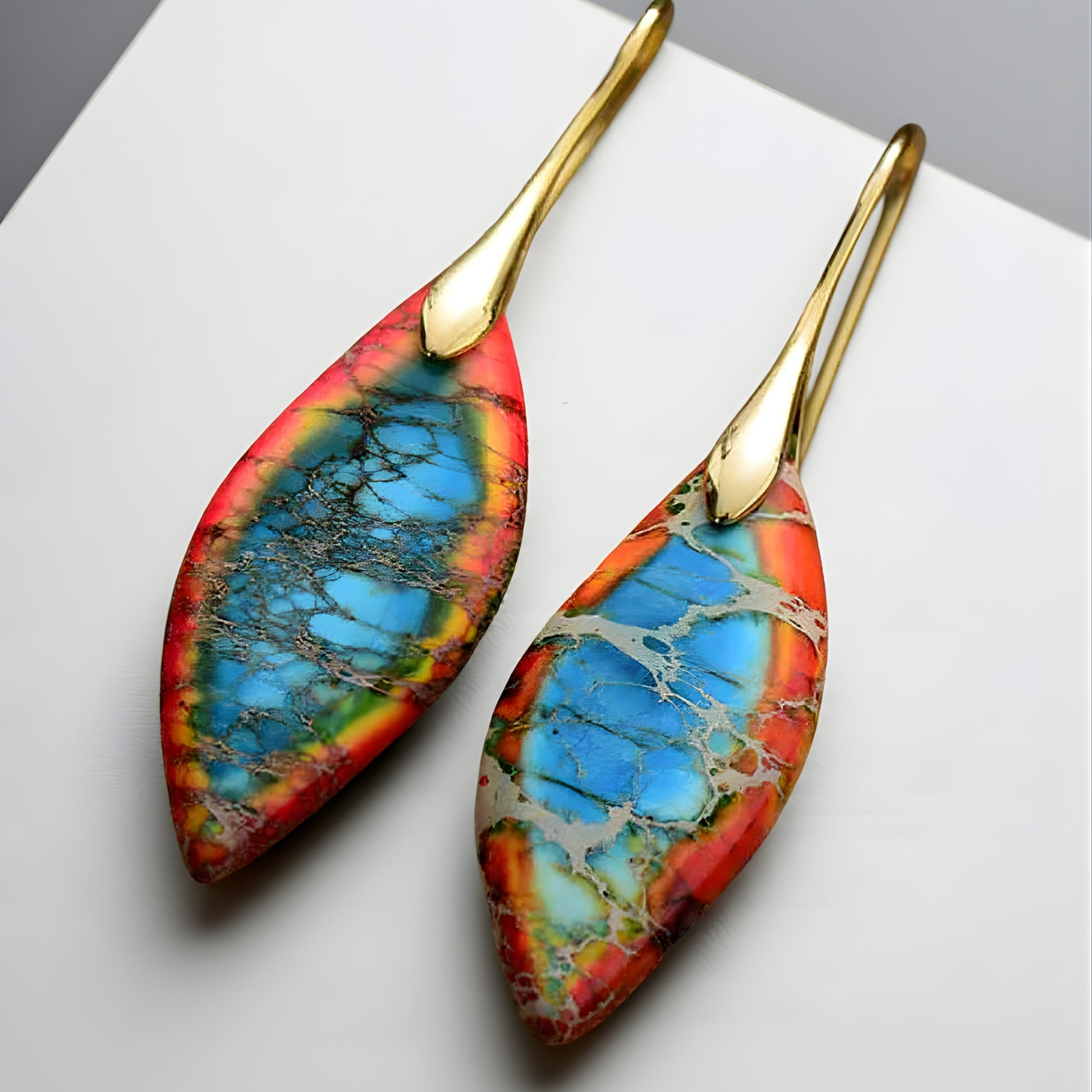 Elaria – Red Coral and Turquoise Earrings