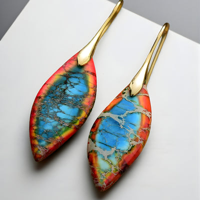 Elaria – Red Coral and Turquoise Earrings