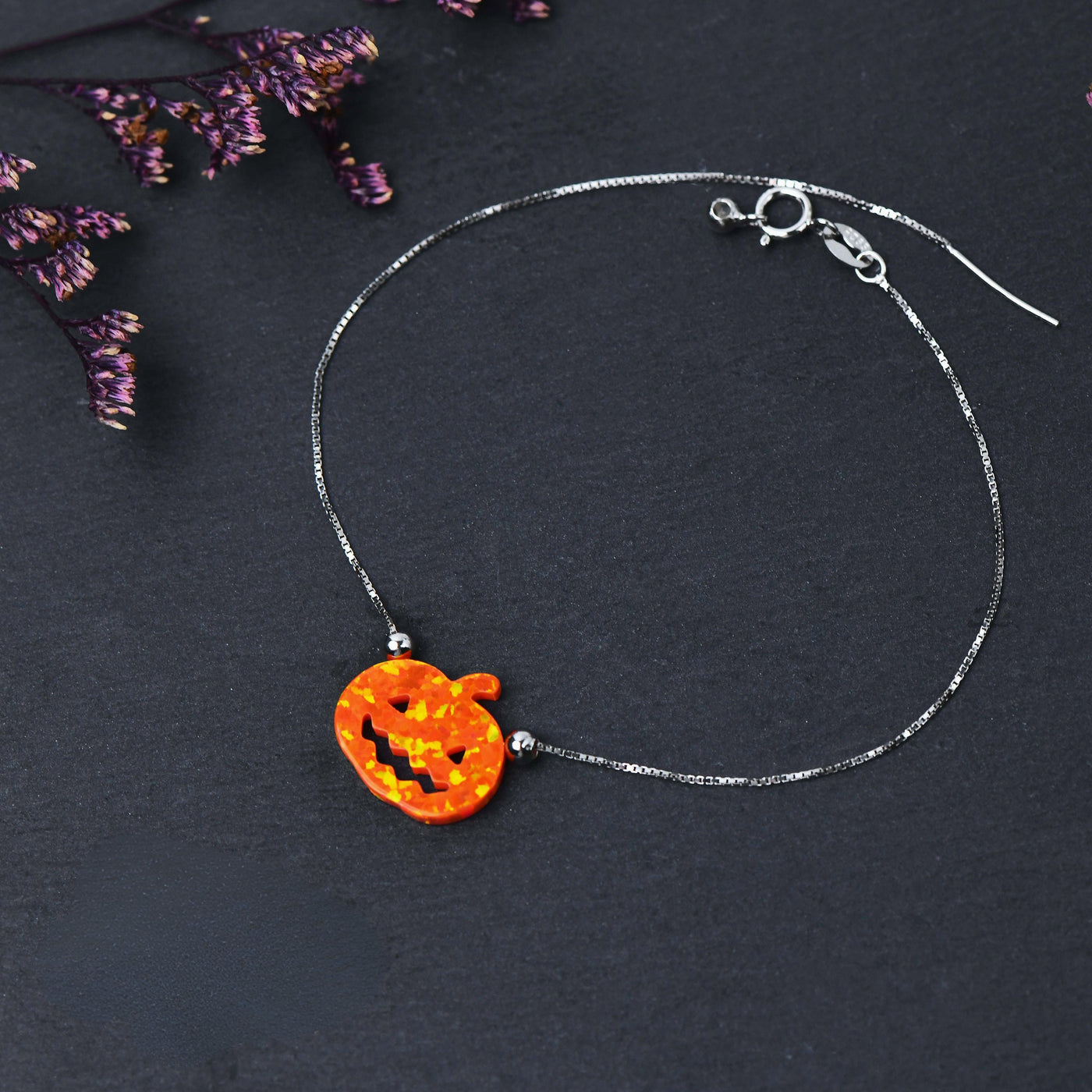 Halloween Pumpkin Opal Bracelet