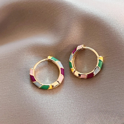 Chic Gold Enamel Earrings