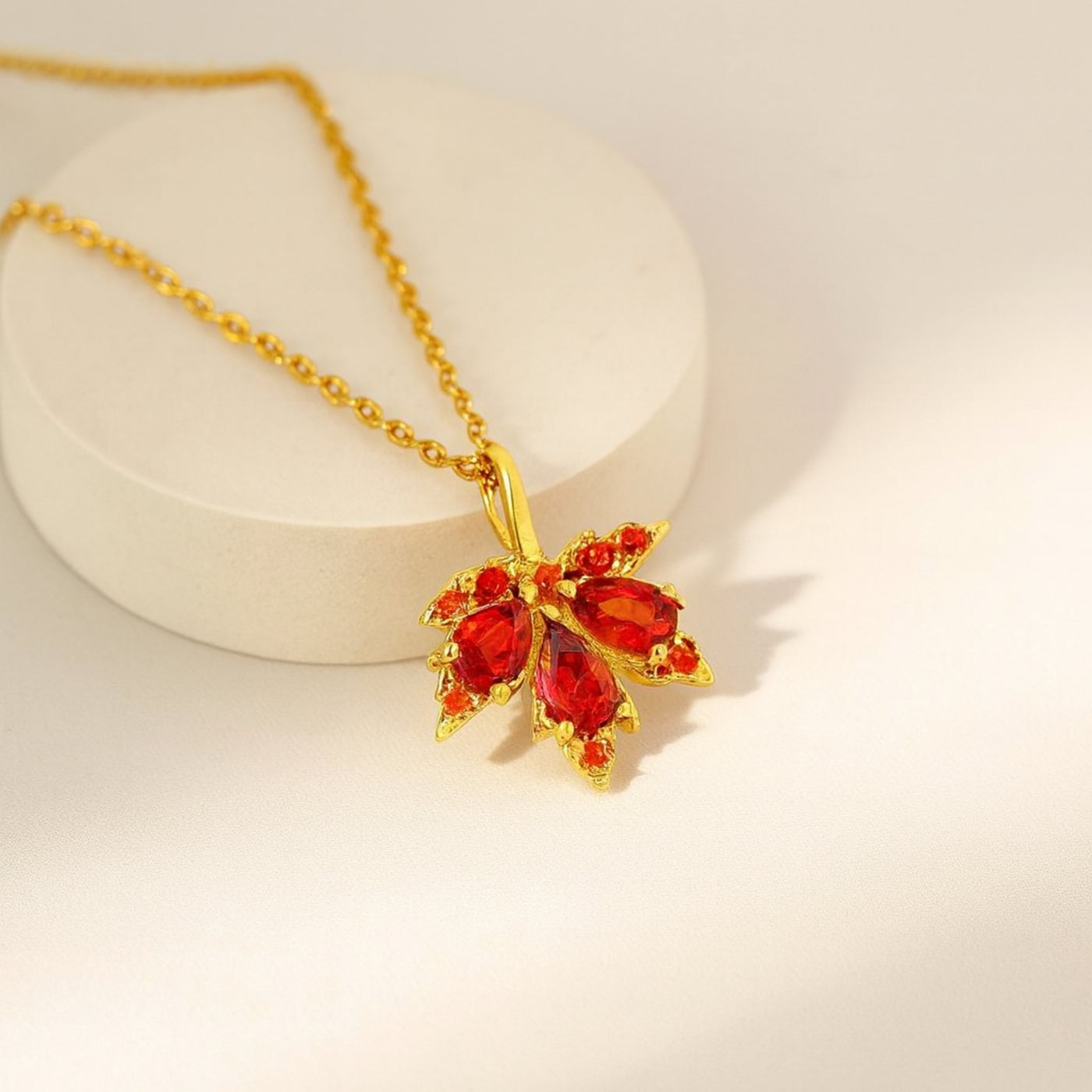 Burnt Orange Maple Leaf Necklace