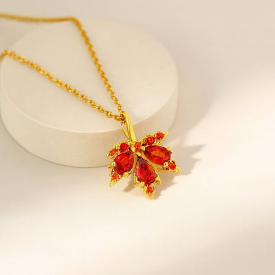 Burnt Orange Maple Leaf Necklace