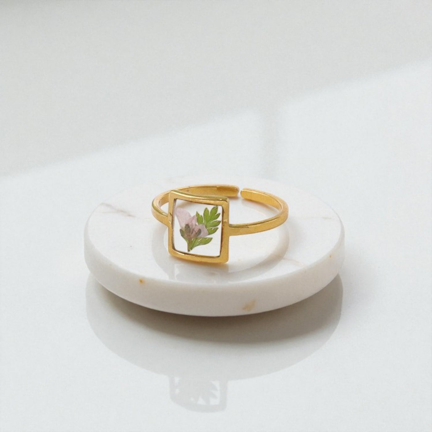 Dried Fern Resin Ring Botanical Jewelry