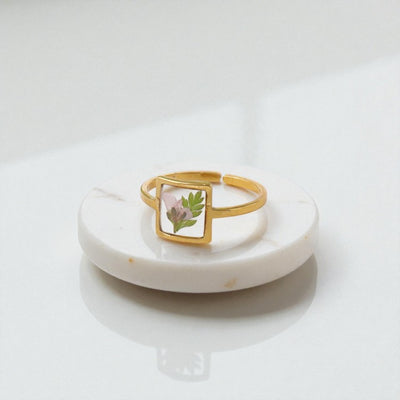 Dried Fern Resin Ring Botanical Jewelry