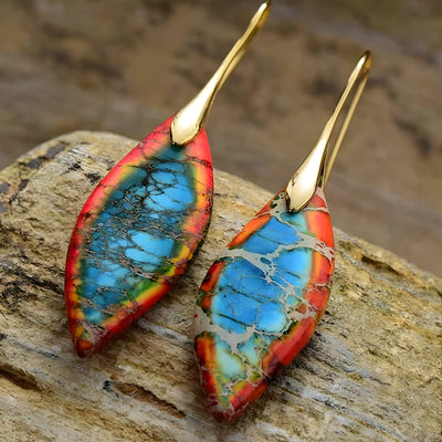 Elaria – Red Coral and Turquoise Earrings