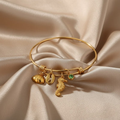 Gold Autumn Theme Charm Bangle