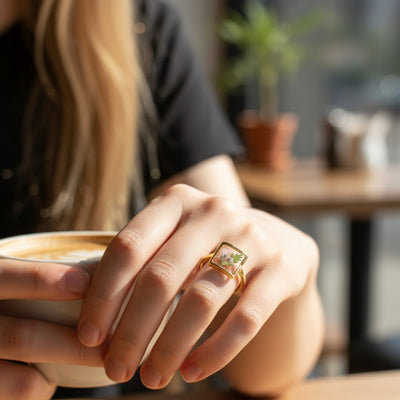 Dried Fern Resin Ring Botanical Jewelry