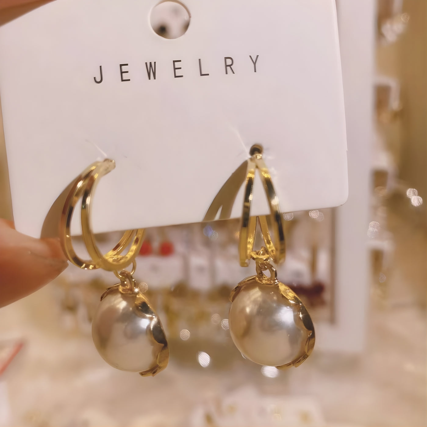 Elegant Gold Pearl Earrings
