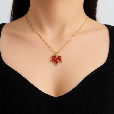 Burnt Orange Maple Leaf Necklace