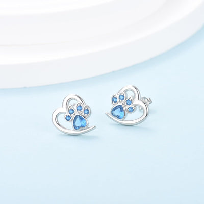 Earrings with Paw Prints & Heart – Pet Lover Jewelry