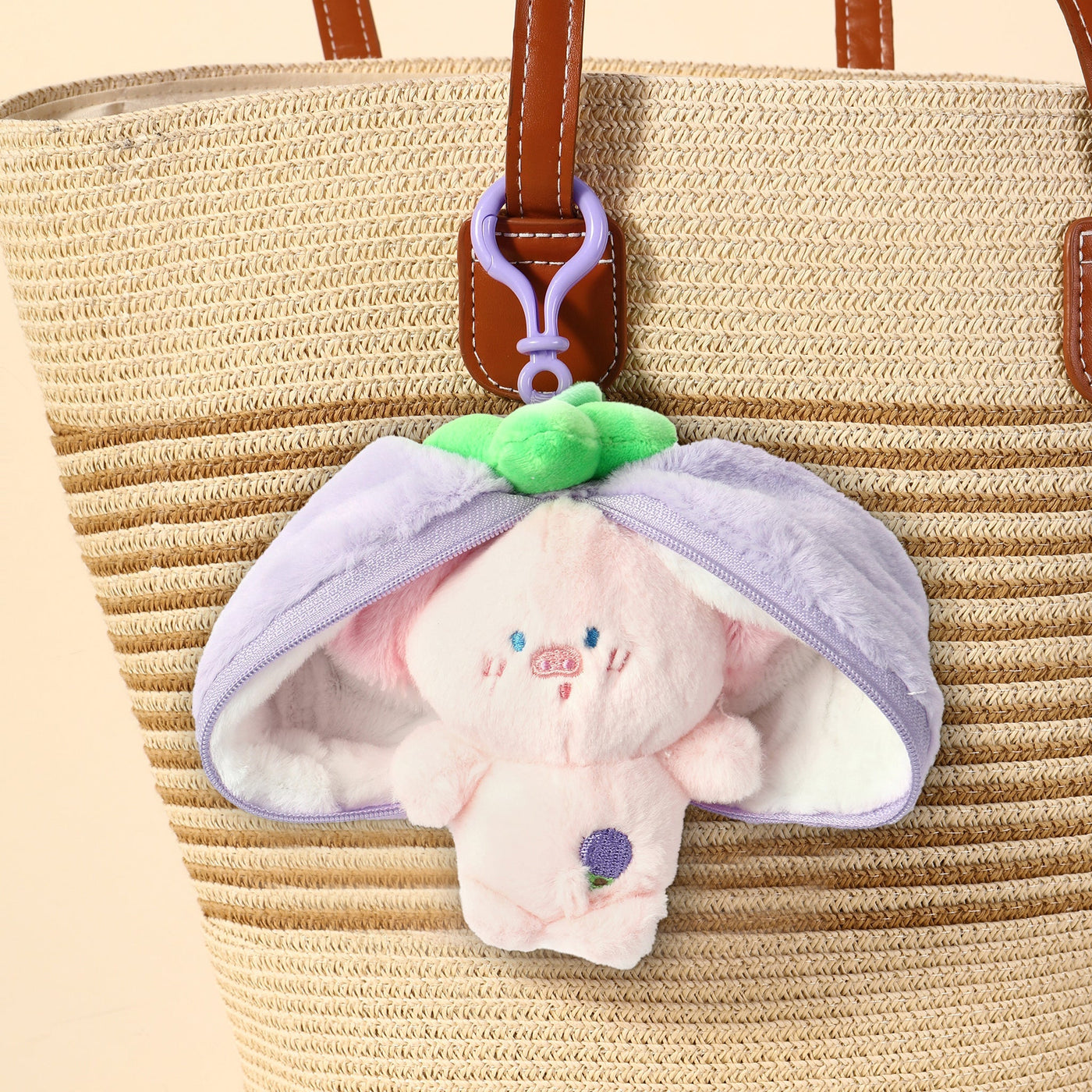 Mini Furry Zipper Pouch Bag Charm