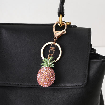 Pink Pineapple Crystal Bag Charm