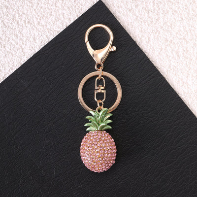 Pink Pineapple Crystal Bag Charm
