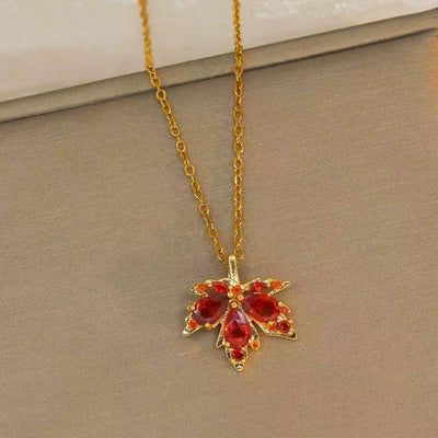 Burnt Orange Maple Leaf Necklace