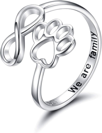 Handcrafted Paw & Heart Ring – Adjustable 925 Sterling Silver
