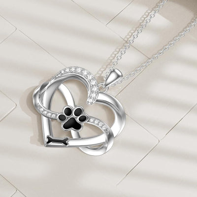 Infinity Necklace with Heart & Paw