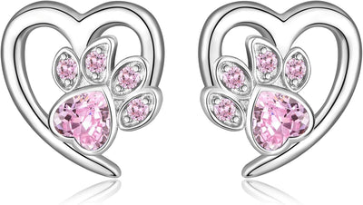 Earrings with Paw Prints & Heart – Pet Lover Jewelry