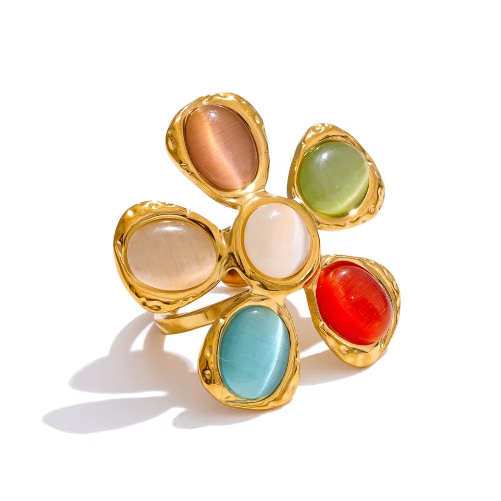Adjustable Colourful Flora Ring