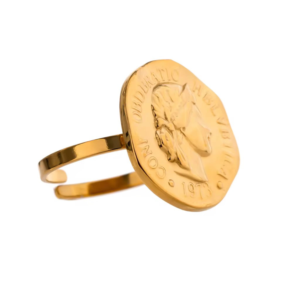 Adjustable Coin Gold Ring