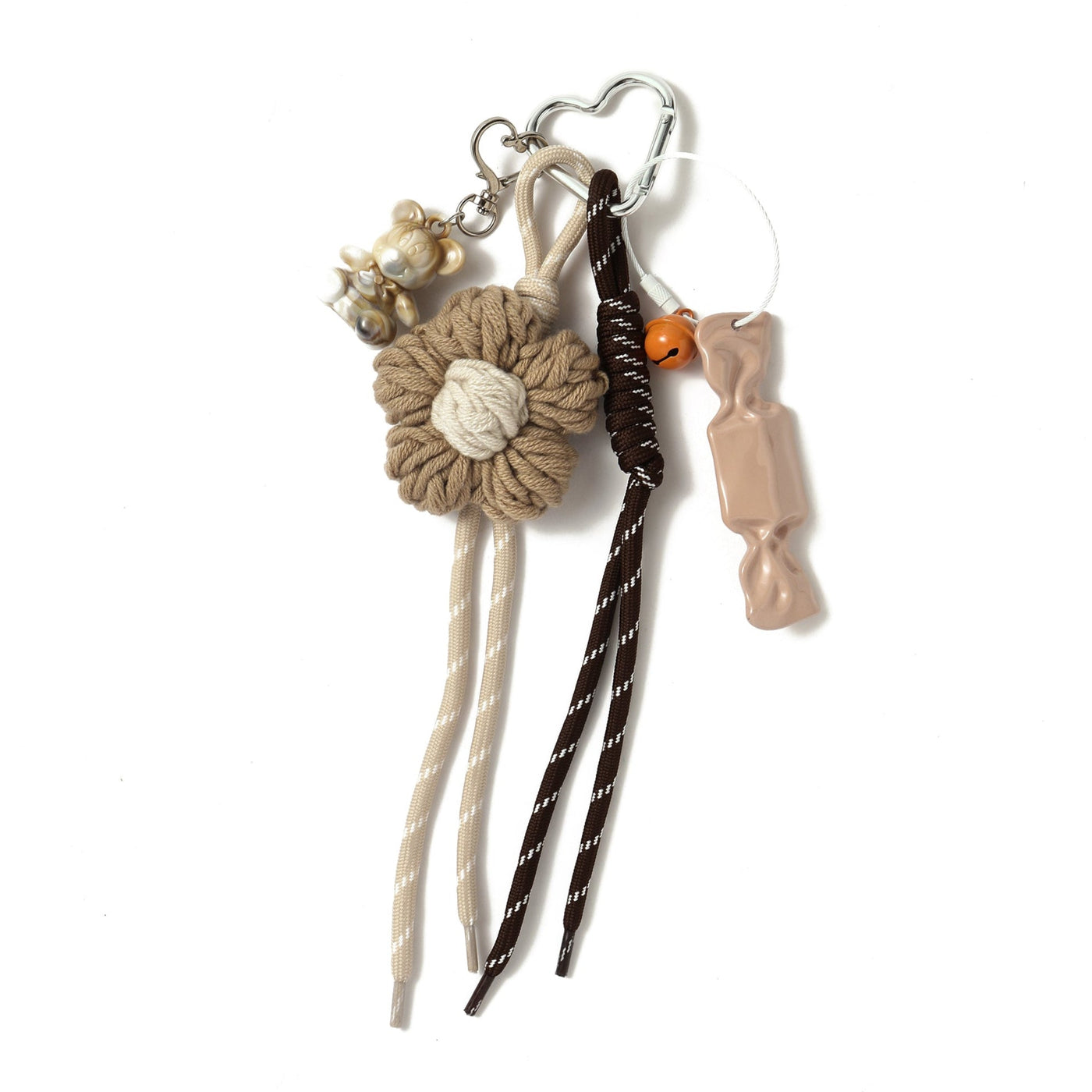 Brown Floral Croche & White Puppy Duo Bag Charm