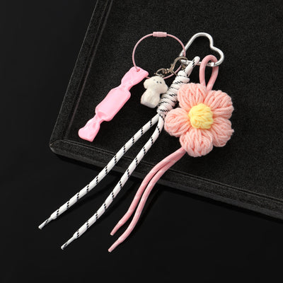 The Pink Floral Croche & White Puppy Bag Charm