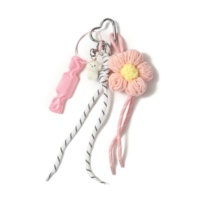 The Pink Floral Croche & White Puppy Bag Charm