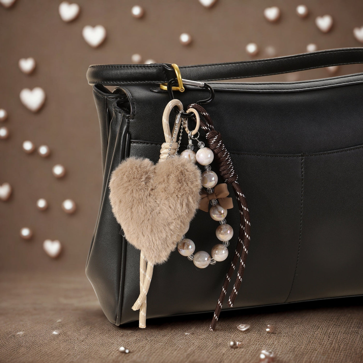 Heart, Beads & Lace Trio Bag Charm