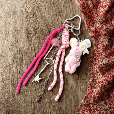 Pink Bunny Keyring Charm for Bags & Backpacks