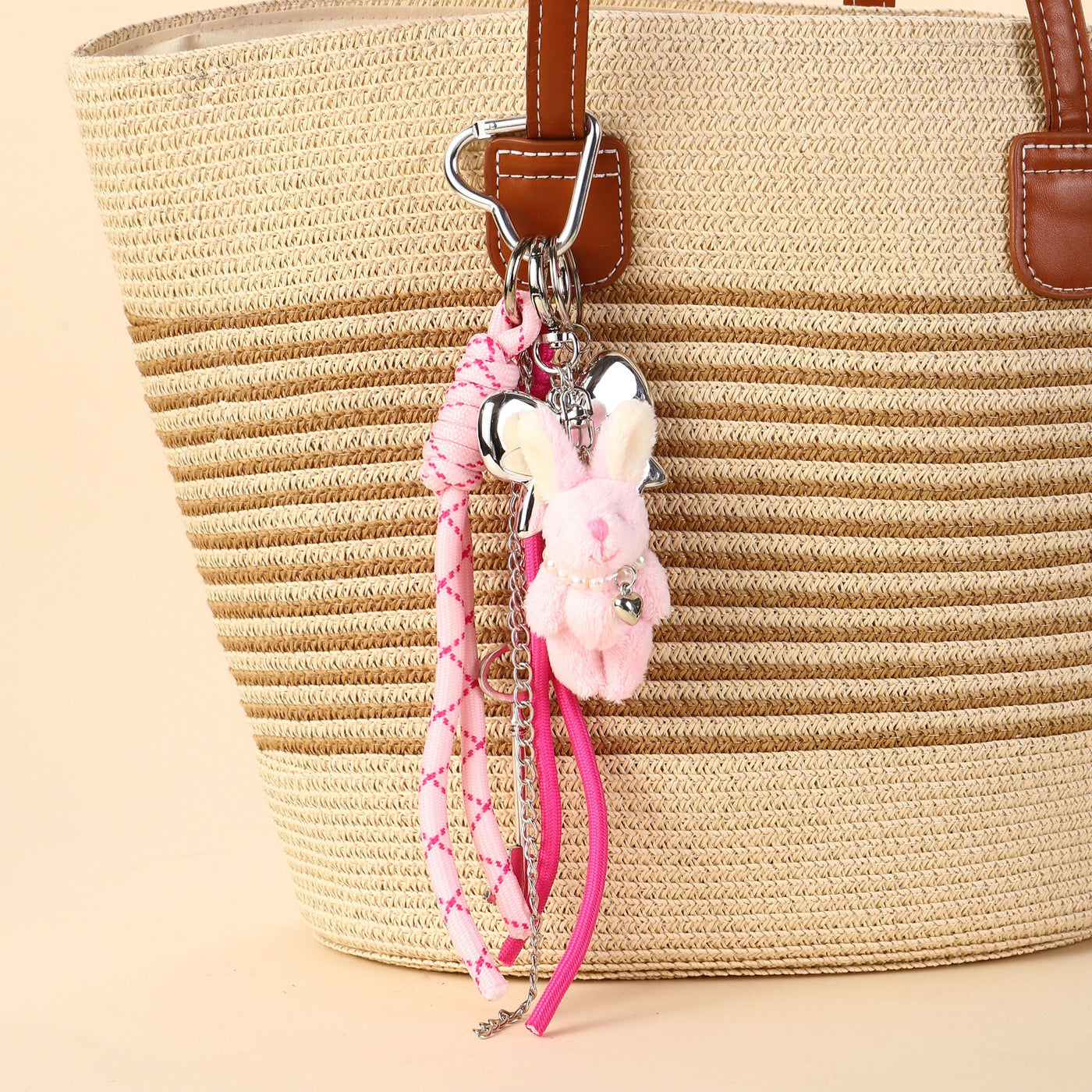Pink Bunny Keyring Charm for Bags & Backpacks