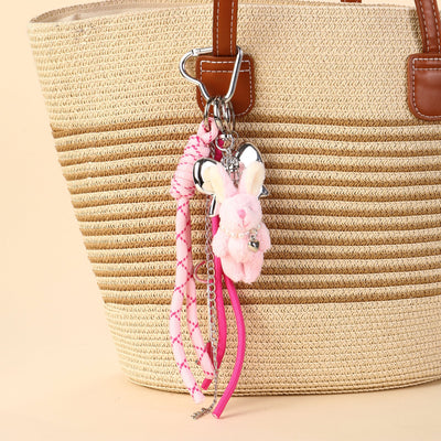 Pink Bunny Keyring Charm for Bags & Backpacks