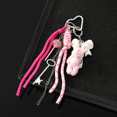 Pink Bunny Keyring Charm for Bags & Backpacks