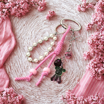 Charming Pink & White Pearls Purse Charm