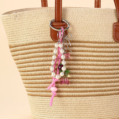 Charming Pink & White Pearls Purse Charm
