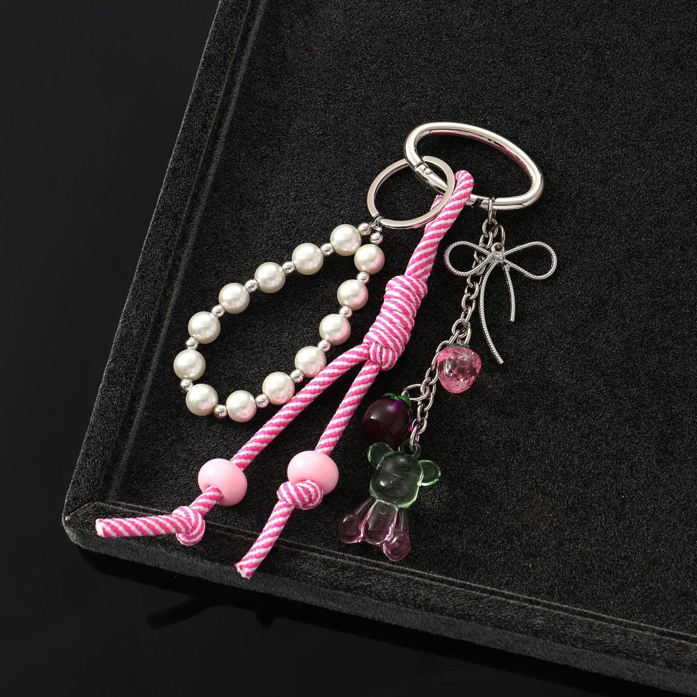 Charming Pink & White Pearls Purse Charm